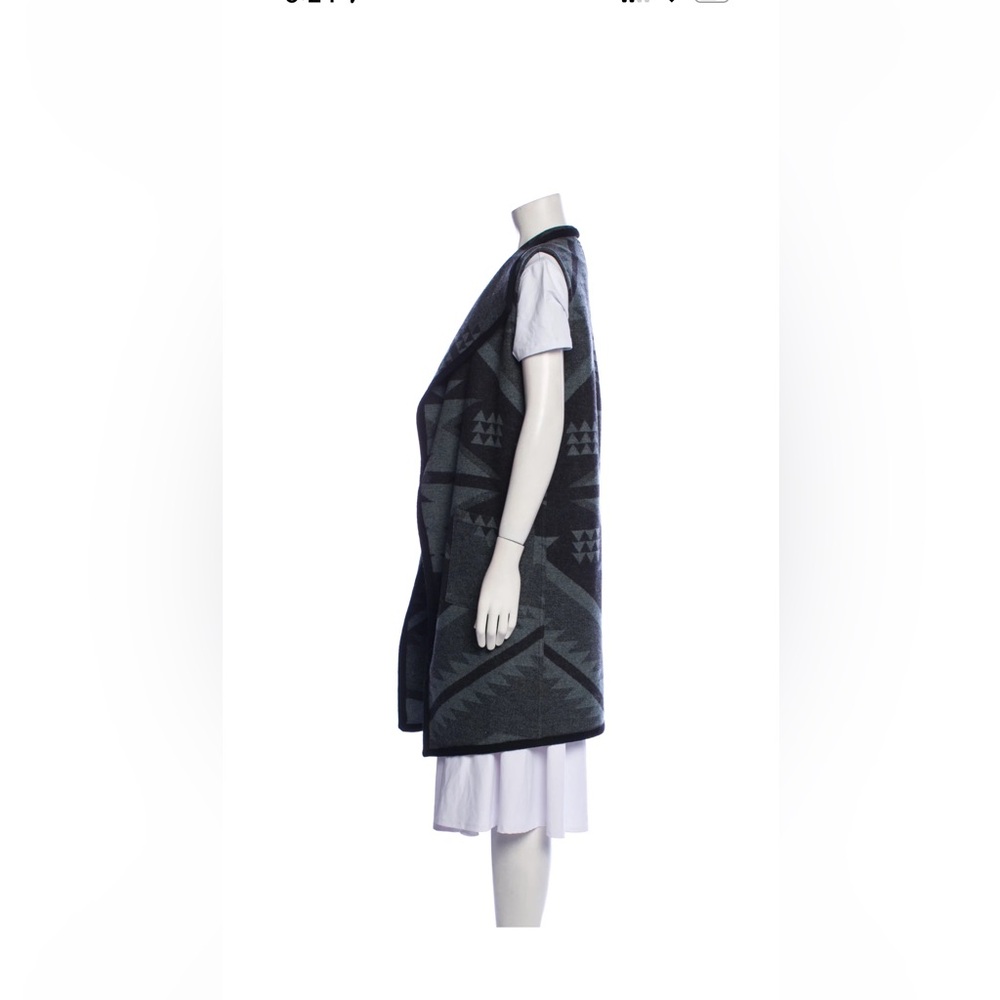 Grey Wool Pendleton Open Long Vest Size Small - image 3